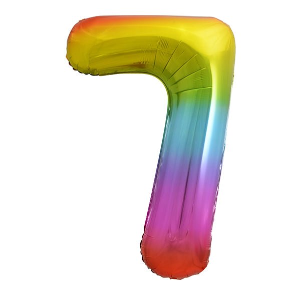 Rainbow "7" Numeral Foil Balloon (86cm) - The Party Marketplace