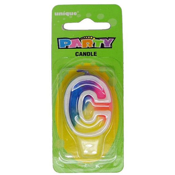 Rainbow Alphabet Candle - C - The Party Marketplace