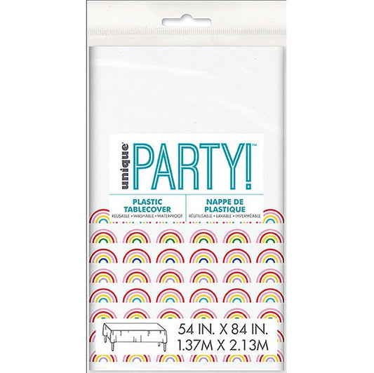 Rainbow Birthday Pop Shop Printed Tablecover 137cm x 213cm - The Party Marketplace