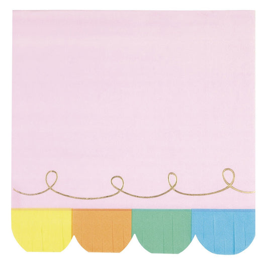 Rainbow Birthday Sweets Foil Stamped Luncheon Napkins (Pack of 16) - The Party Marketplace