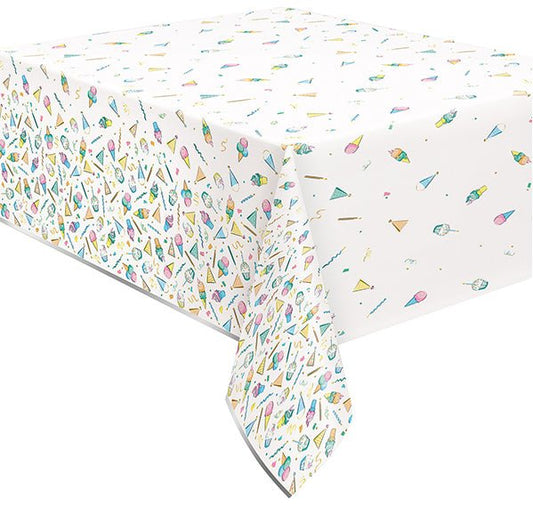 Rainbow Birthday Sweets Printed Foil Tablecover 137cm x 213cm - The Party Marketplace