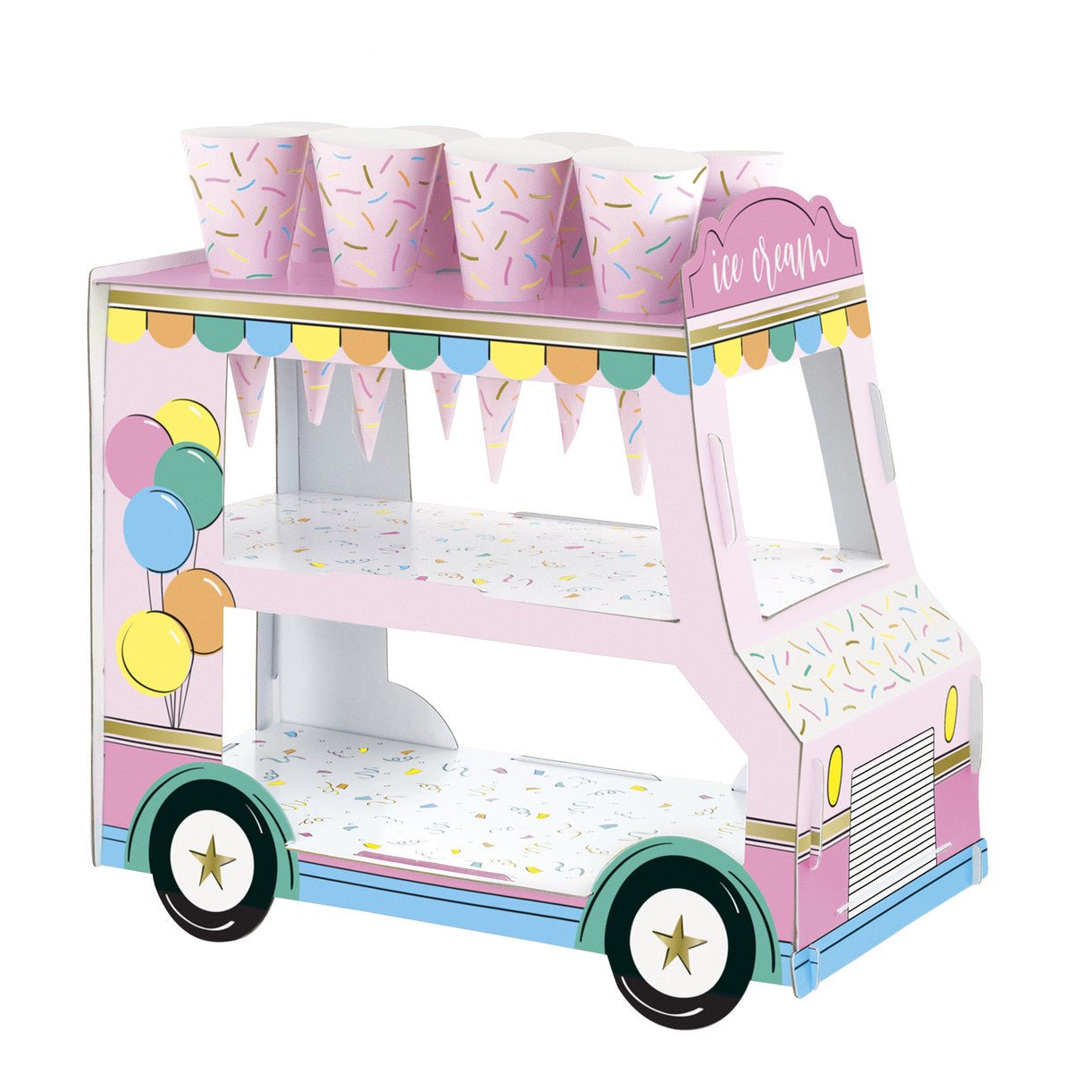 Rainbow Birthday Sweets Treat Stand Centrepiece (9 Piece Set) - The Party Marketplace