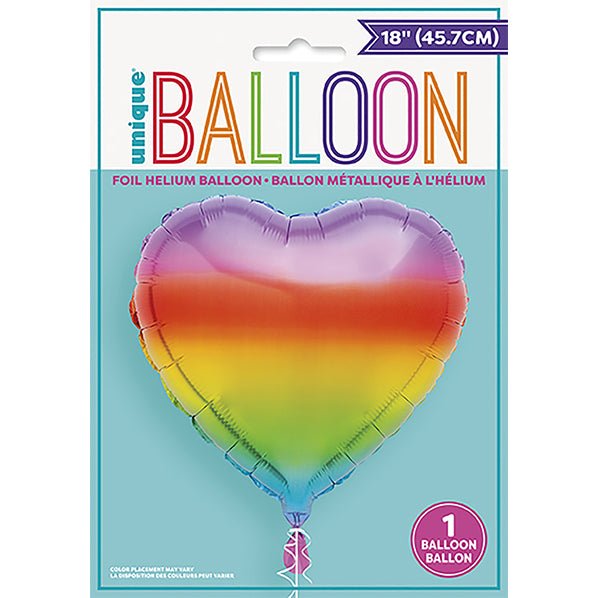 Rainbow Gradient Heart Foil Balloon 45cm - The Party Marketplace