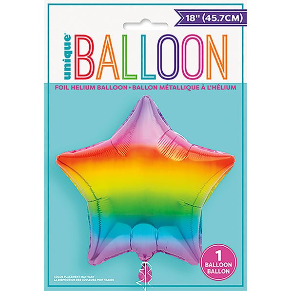 Rainbow Gradient Star Foil Balloon 45cm - The Party Marketplace