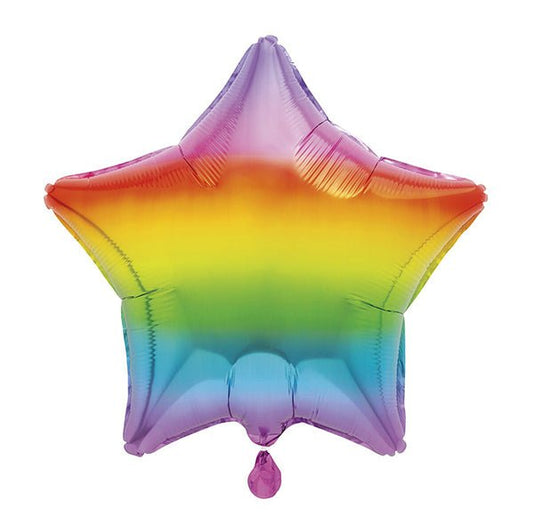 Rainbow Gradient Star Foil Balloon 50.8cm - The Party Marketplace