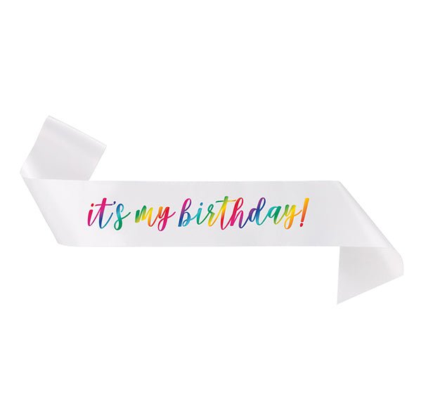 Rainbow "It's My Birthday" Satin Sash - The Party Marketplace