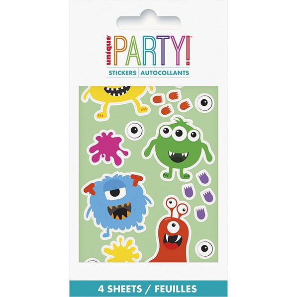 Rainbow Monster Stickers (4 sheets) - The Party Marketplace
