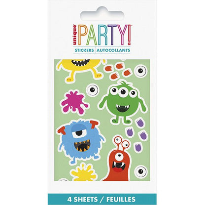 Rainbow Monster Stickers (4 sheets) - The Party Marketplace