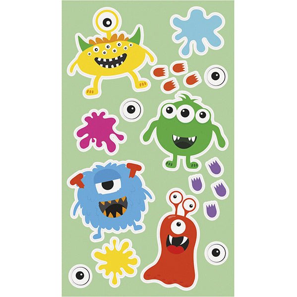 Rainbow Monster Stickers (4 sheets) - The Party Marketplace