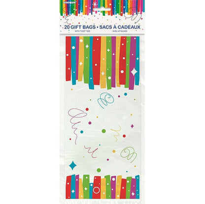Rainbow Ribbons Cello Bags (Pack of 20) - The Party Marketplace