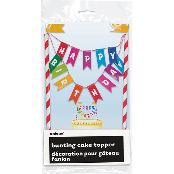 Rainbow Ribbons "Happy Birthday" Bunting Cake Topper - The Party Marketplace