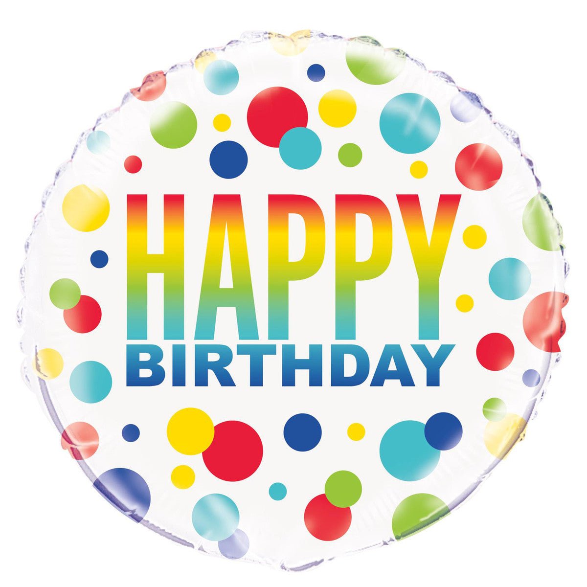 Rainbow Spots "Happy Birthday" Foil Balloon 45cm - The Party Marketplace