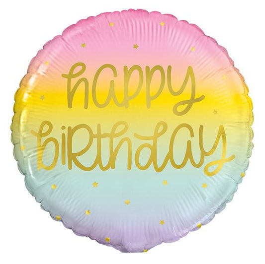 Rainbow Star "Happy Birthday" Foil Balloon 45cm - The Party Marketplace