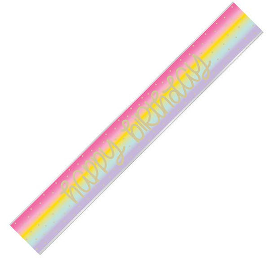 Rainbow Star "Happy Birthday" Foil Banner - 2.74m - The Party Marketplace