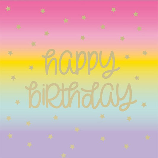 Rainbow Star "Happy Birthday" Foil Stamped Luncheon Napkins (Pack of 16) - The Party Marketplace
