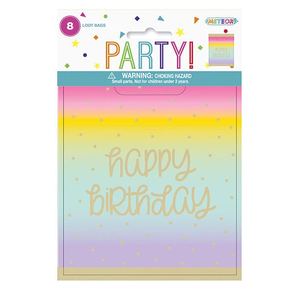 Rainbow Star "happy Birthday" Loot Bags (Pack of 8) - The Party Marketplace