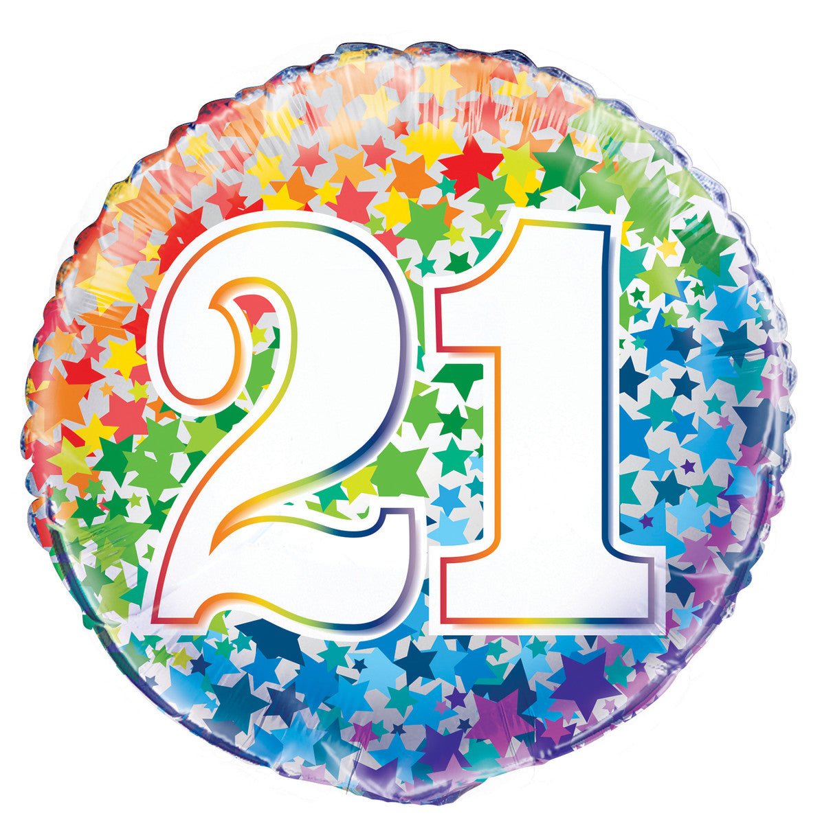 Rainbow Stars "21" Foil Balloon 45cm - The Party Marketplace