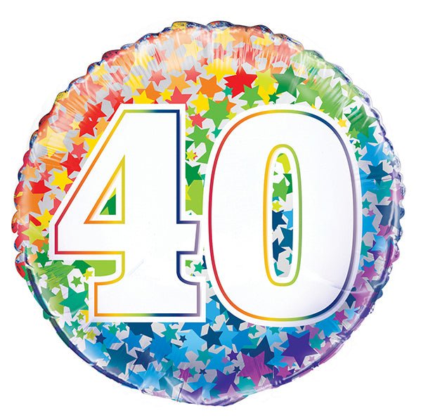 Rainbow Stars "40" Foil Balloon 45cm - The Party Marketplace