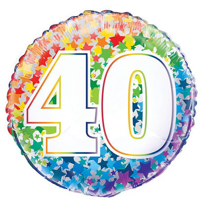 Rainbow Stars "40" Foil Balloon 45cm - The Party Marketplace