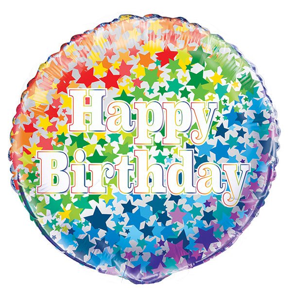 Rainbow Stars "Happy Birthday" Foil Balloon 45cm - The Party Marketplace