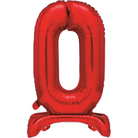 Red "0" Giant Standing Numeral Foil Balloon (76cm) - The Party Marketplace