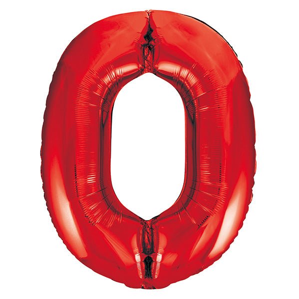 Red "0" Numeral Foil Balloon (86cm) - The Party Marketplace