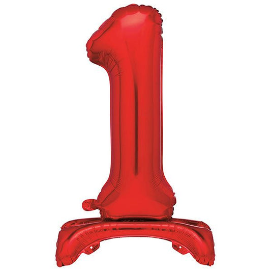 Red "1" Giant Standing Numeral Foil Balloon (76cm) - The Party Marketplace