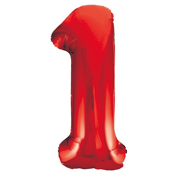 Red "1" Numeral Foil Balloon (86cm) - The Party Marketplace
