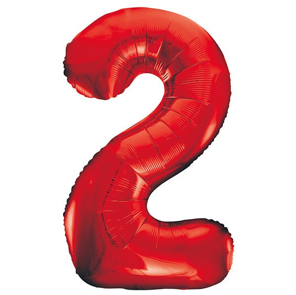 Red "2" Numeral Foil Balloon (86cm) - The Party Marketplace