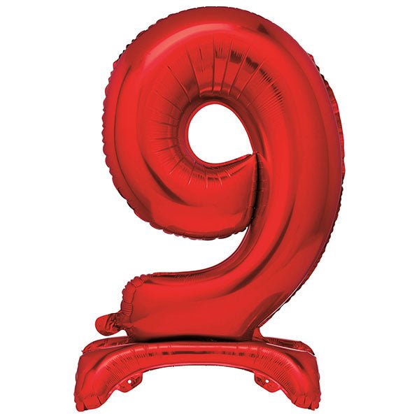 Red "9" Giant Standing Numeral Foil Balloon (76cm) - The Party Marketplace