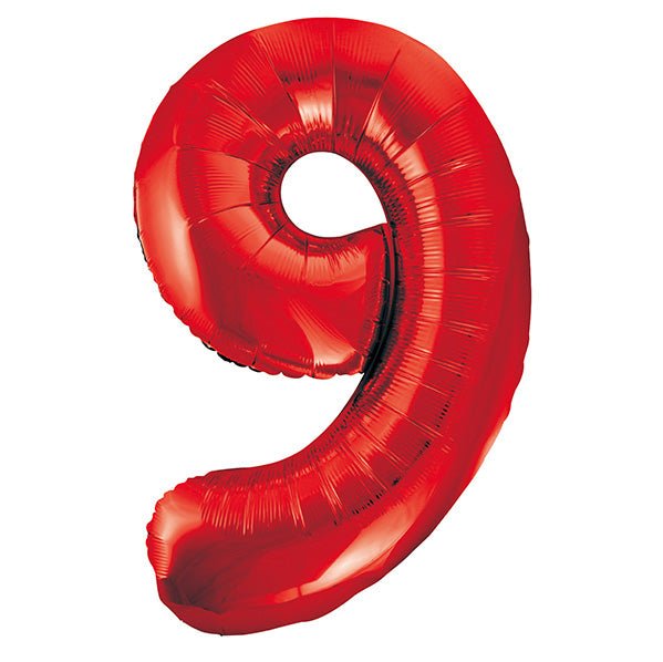 Red "9" Numeral Foil Balloon (86cm) - The Party Marketplace