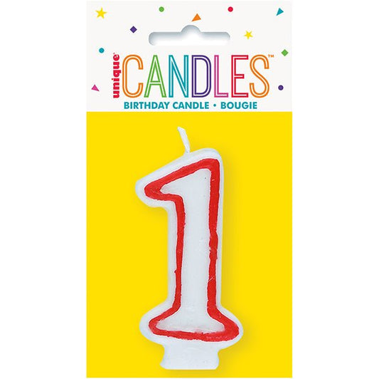 Red Numeral Candle - 1 - The Party Marketplace