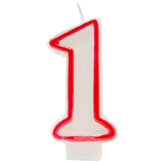 Red Numeral Candle - 1 - The Party Marketplace