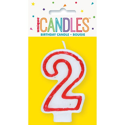 Red Numeral Candle - 2 - The Party Marketplace