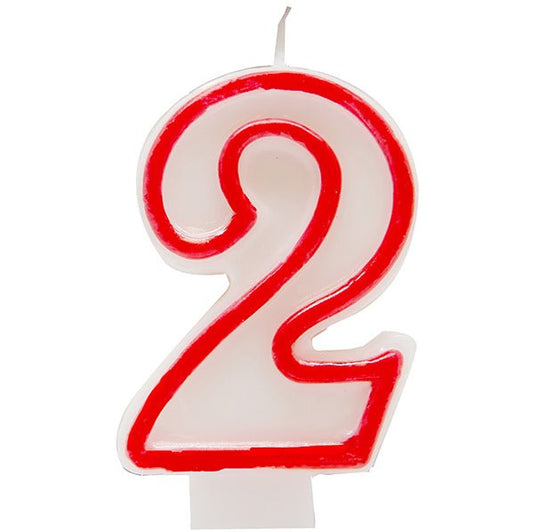 Red Numeral Candle - 2 - The Party Marketplace