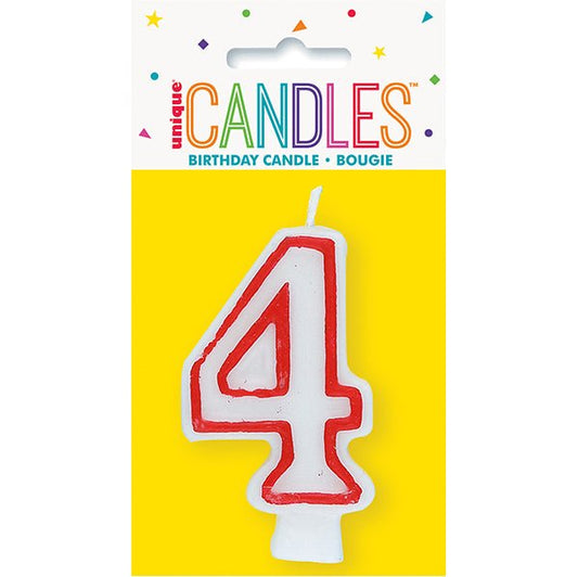 Red Numeral Candle - 4 - The Party Marketplace