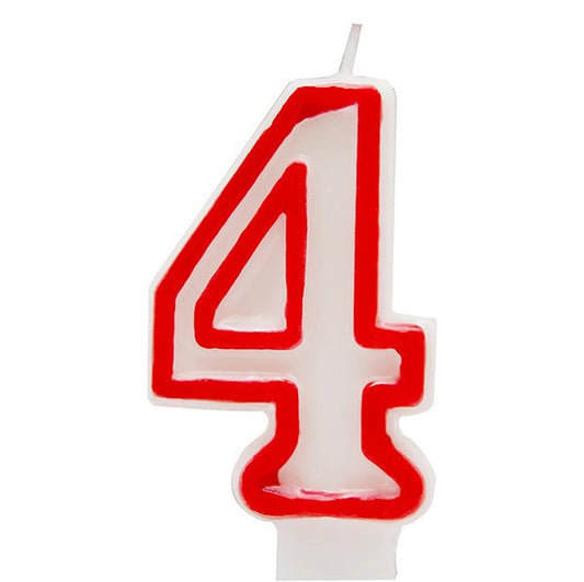 Red Numeral Candle - 4 - The Party Marketplace