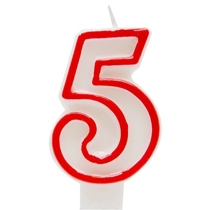 Red Numeral Candle - 5 - The Party Marketplace