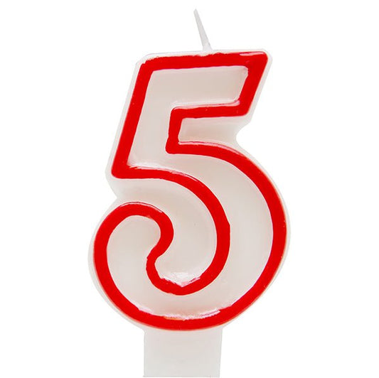 Red Numeral Candle - 5 - The Party Marketplace