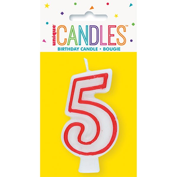 Red Numeral Candle - 5 - The Party Marketplace
