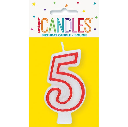 Red Numeral Candle - 5 - The Party Marketplace