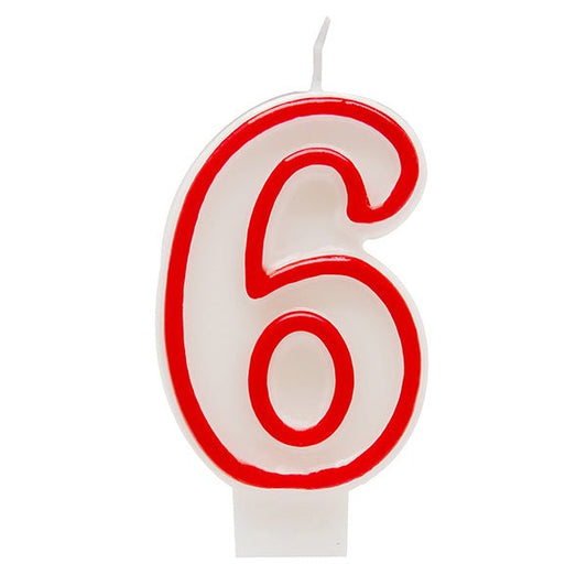 Red Numeral Candle - 6 - The Party Marketplace