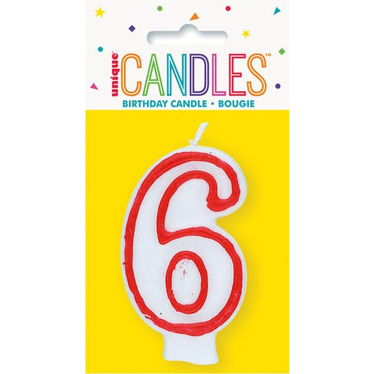 Red Numeral Candle - 6 - The Party Marketplace