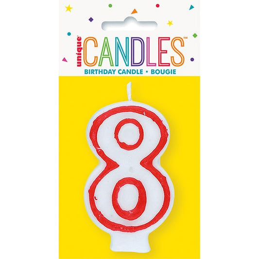 Red Numeral Candle - 8 - The Party Marketplace