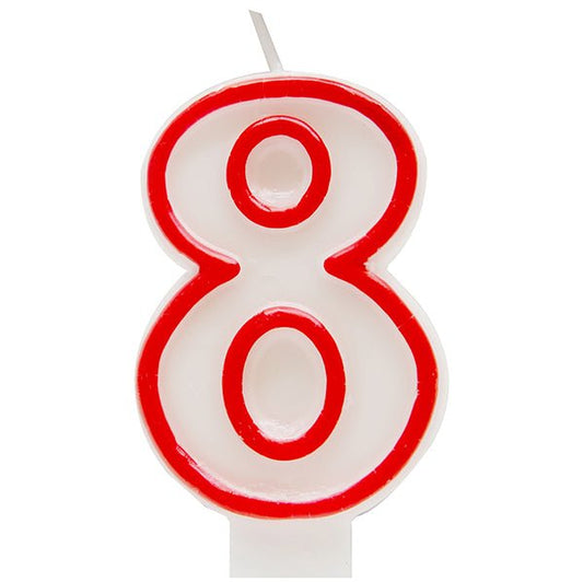 Red Numeral Candle - 8 - The Party Marketplace
