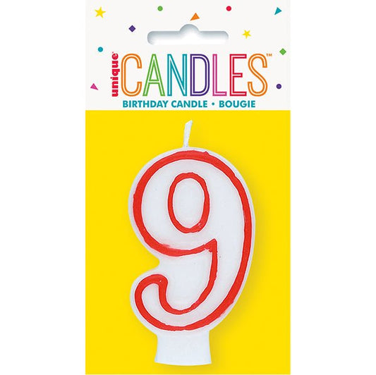 Red Numeral Candle - 9 - The Party Marketplace