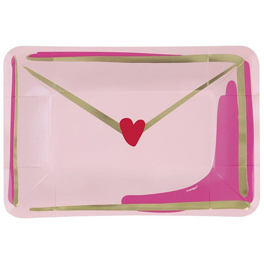 Red & Pink Valentine Foil Stamped Appetizer Paper Plates (Pack of 8) - The Party Marketplace