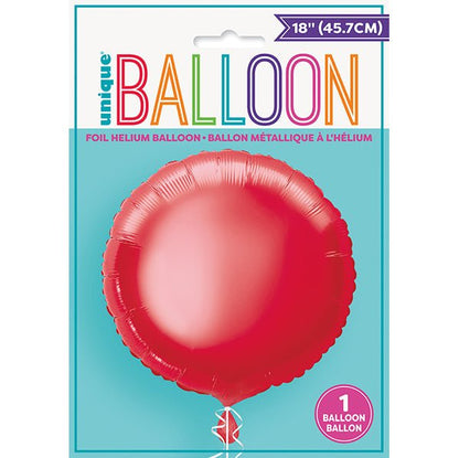 Red Round Foil Balloon 45cm - The Party Marketplace