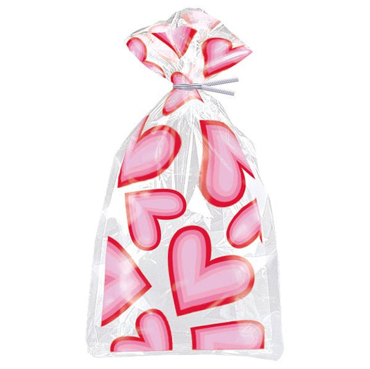 Retro Valentine Hearts Cello Bags (Pack of 20) - The Party Marketplace