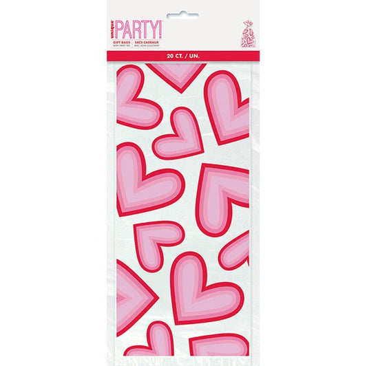 Retro Valentine Hearts Cello Bags (Pack of 20) - The Party Marketplace